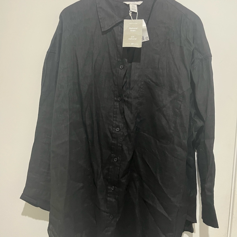 H&M Black Natural Linen Shirt